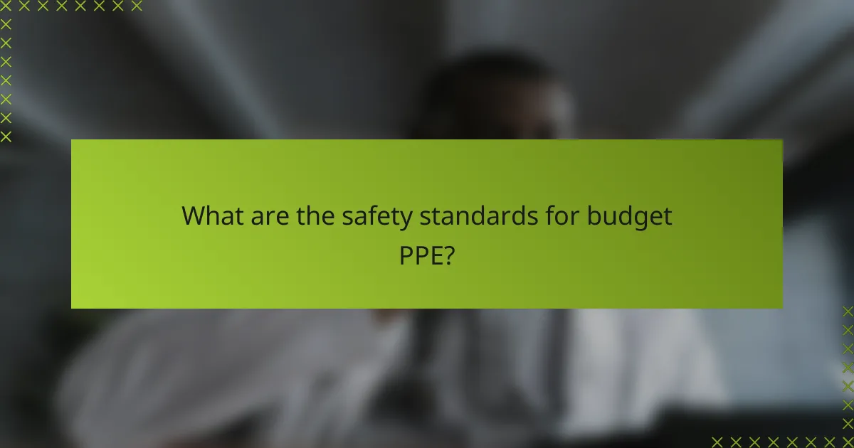 What are the safety standards for budget PPE?